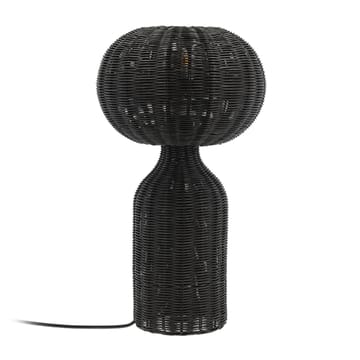 Lampada da tavolo in rattan Werna Ø 30 cm - Nero - Villa Collection