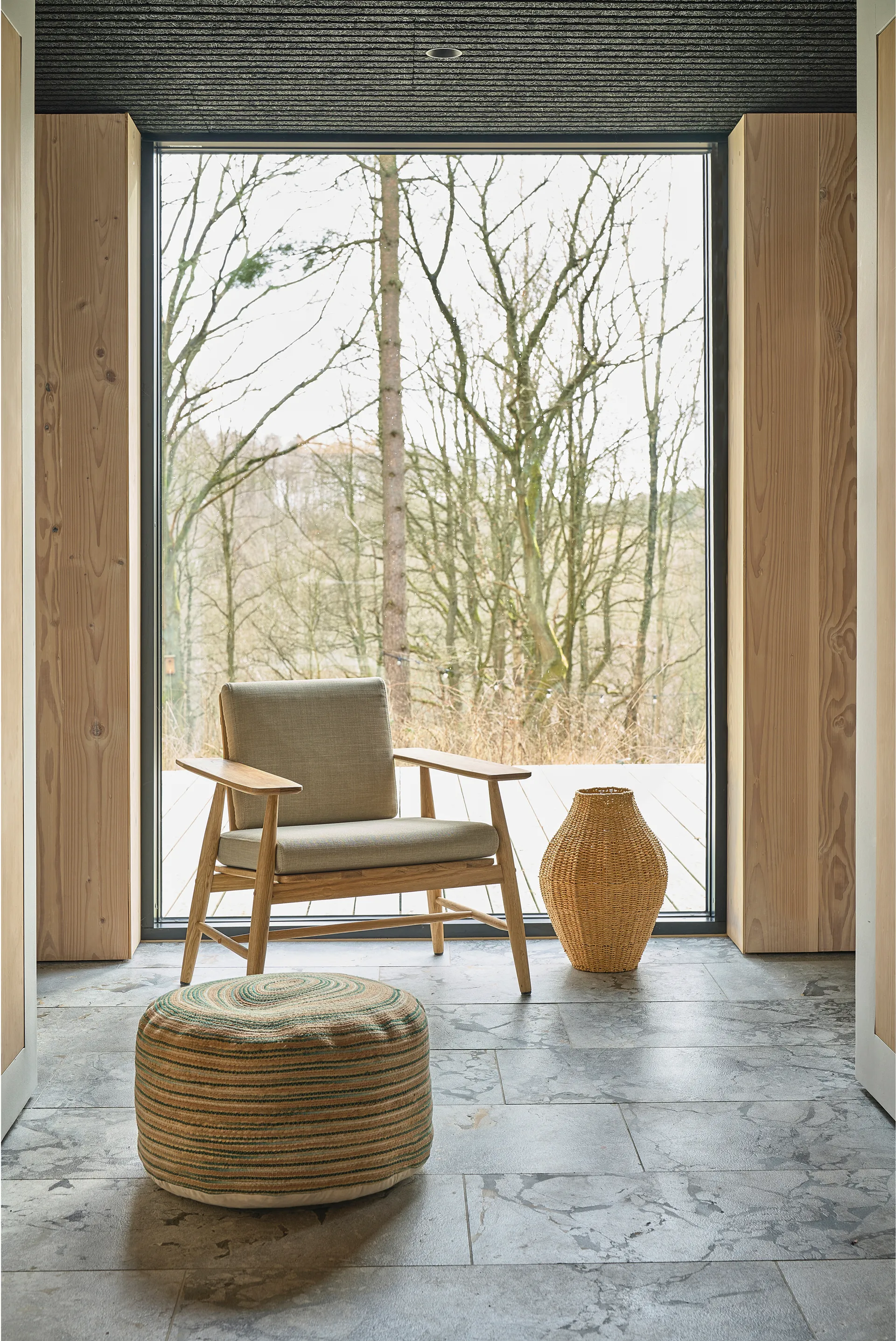 Pouf Vem 30x60 cm, Green-nature-pink Villa Collection