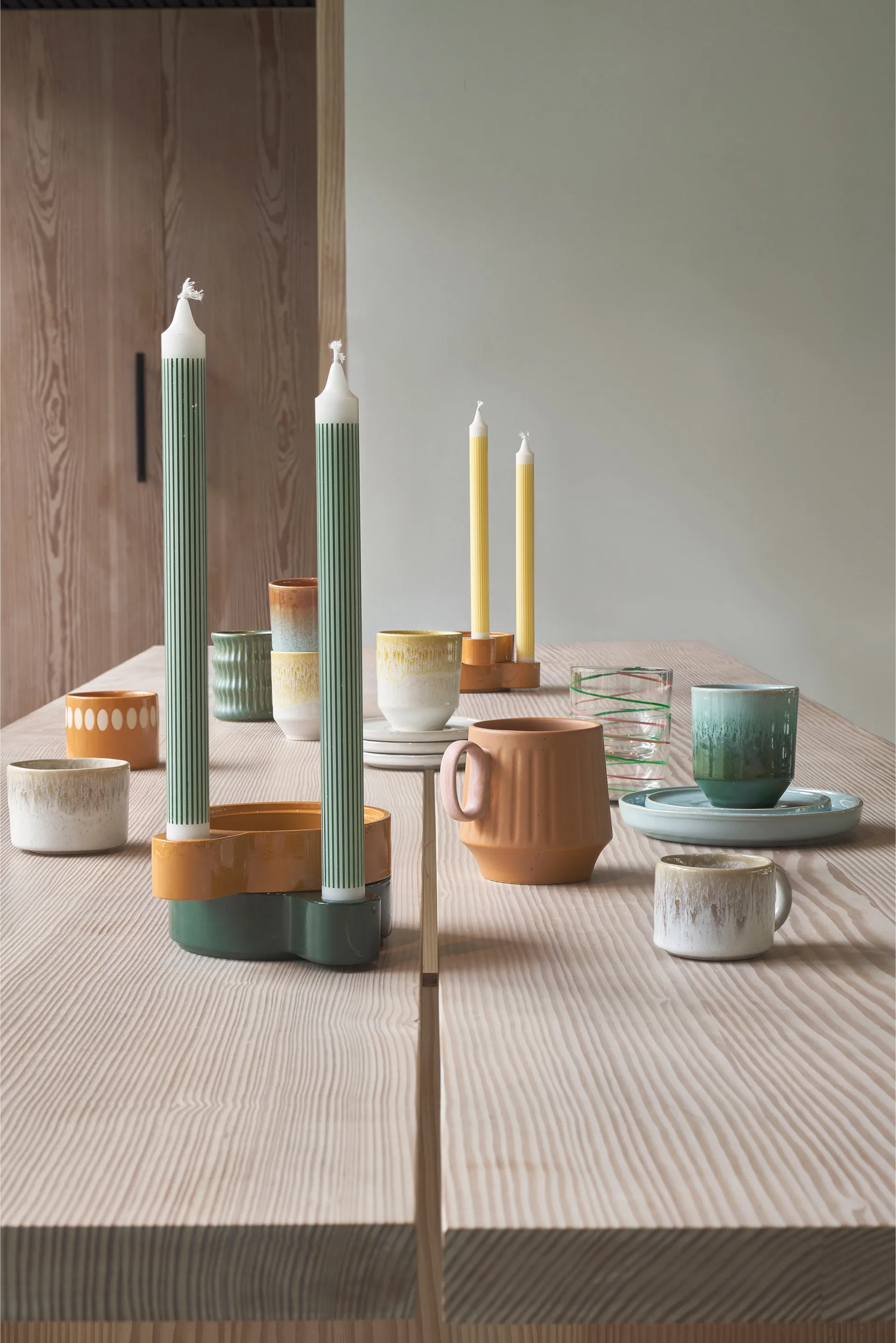 Tazza Styles con motivo rigato 30 cl confezione da 2, Verde Villa Collection