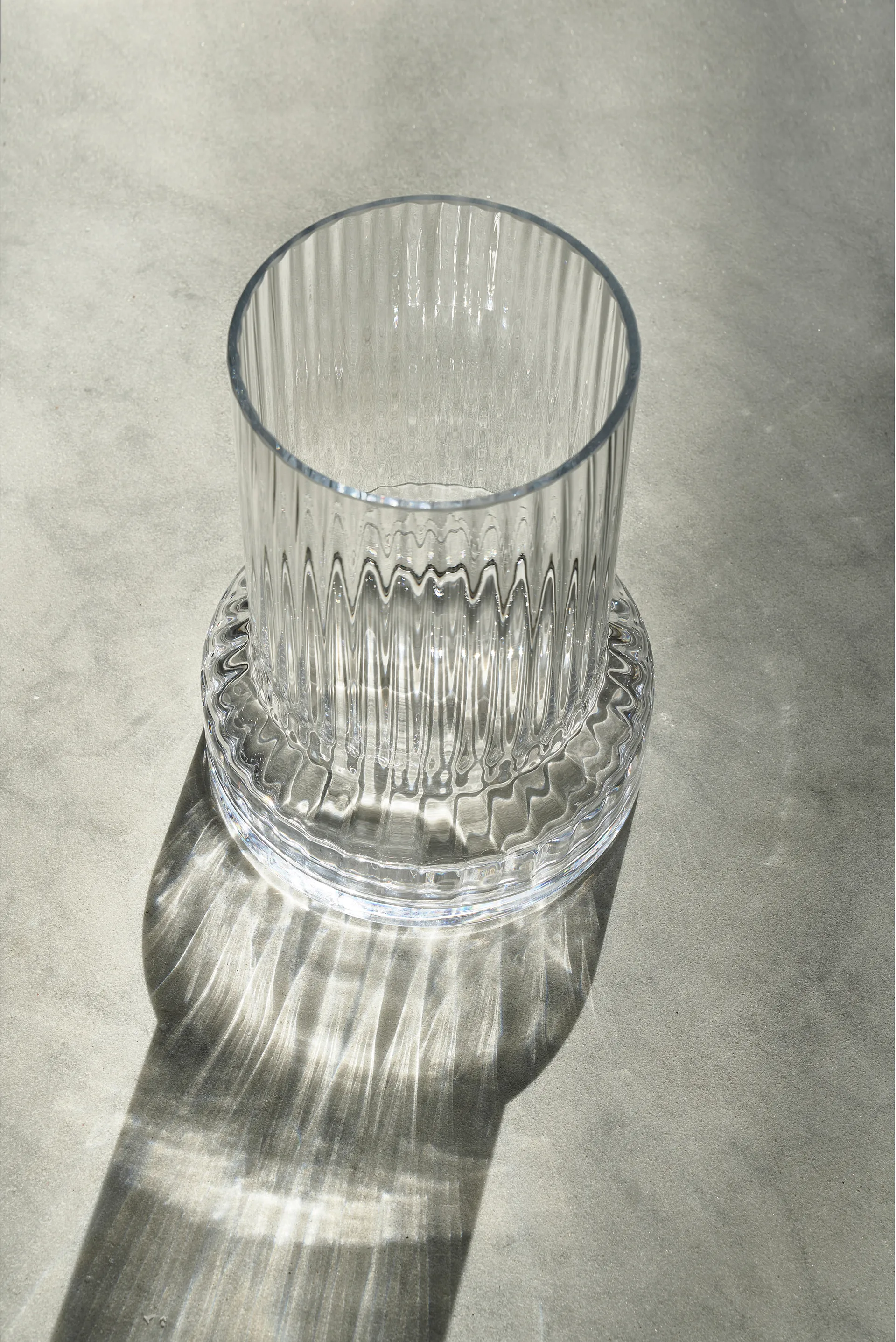 Vaso in vetro Hvils scanalato Ø21 cm, Clear Villa Collection