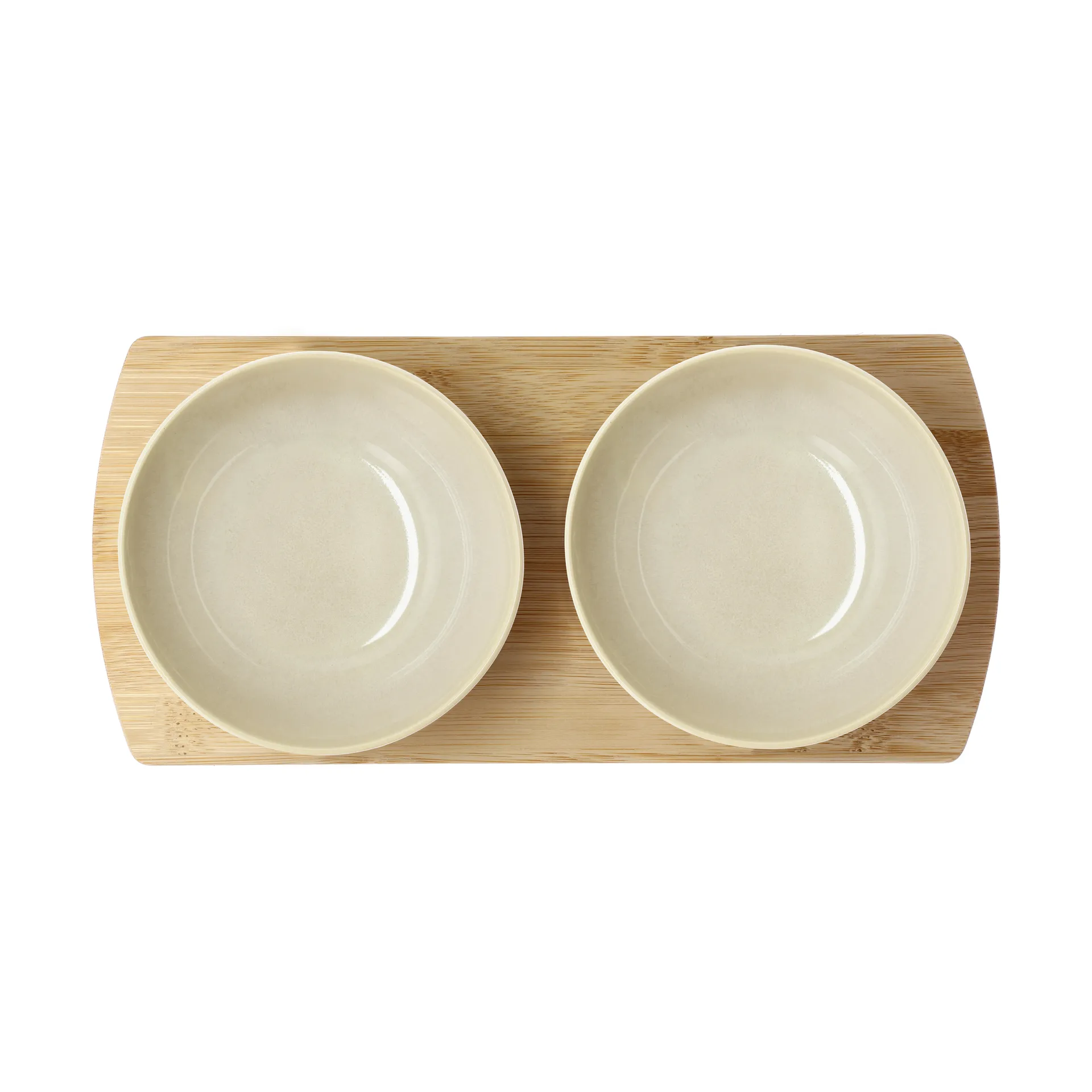 Vassoio in bambù Shoku con 2 ciotole, Beige Villa Collection