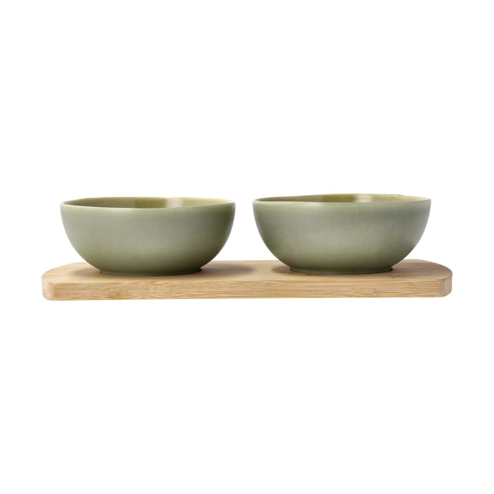 Vassoio in bambù Shoku con 2 ciotole - Pure Green - Villa Collection