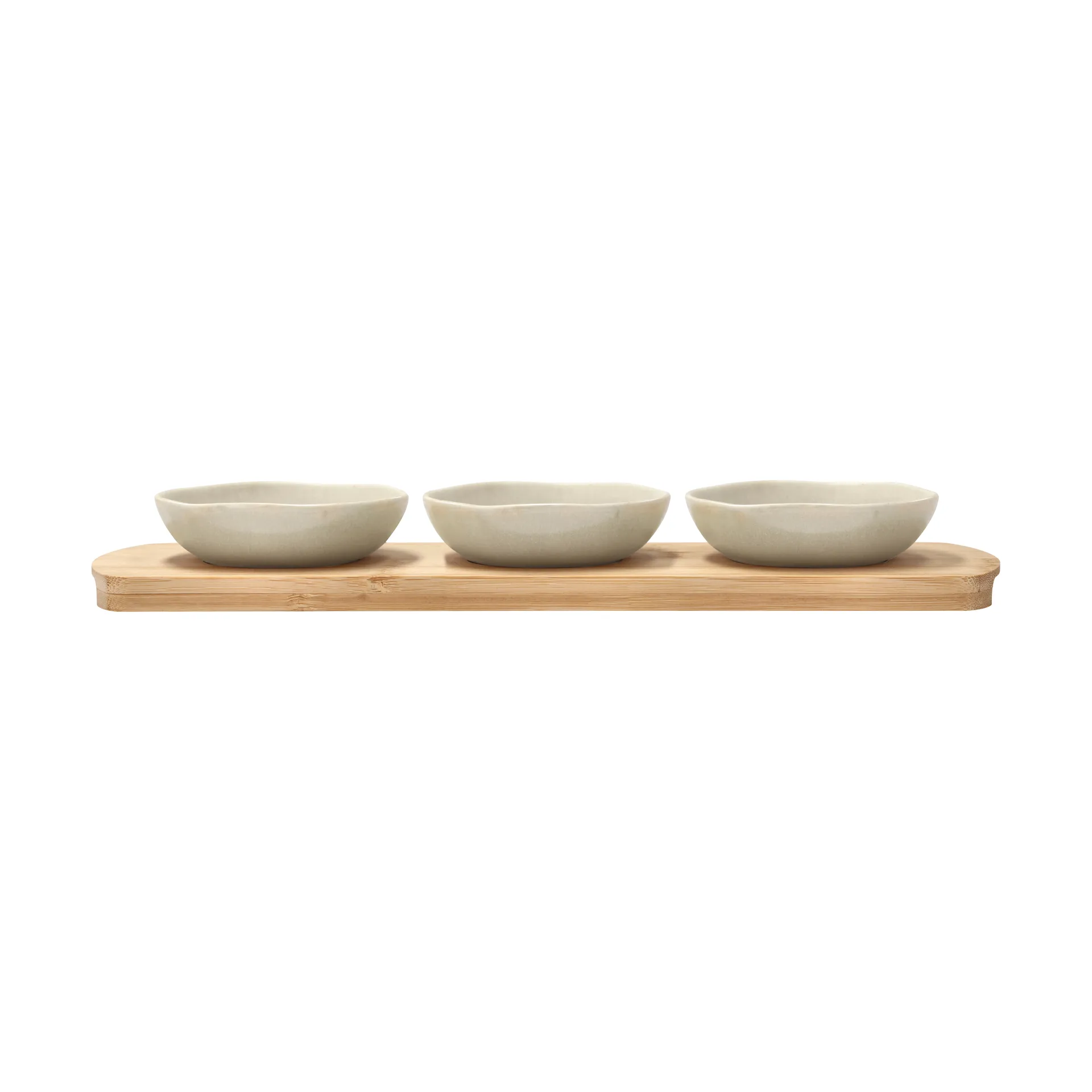Vassoio in bambù Shoku con 3 ciotole, Beige Villa Collection