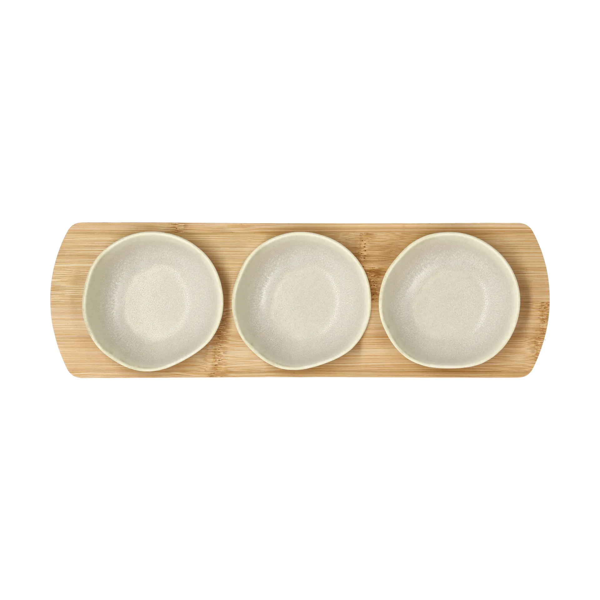 Vassoio in bambù Shoku con 3 ciotole, Beige Villa Collection