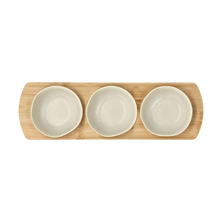 Vassoio in bambù Shoku con 3 ciotole, Beige Villa Collection