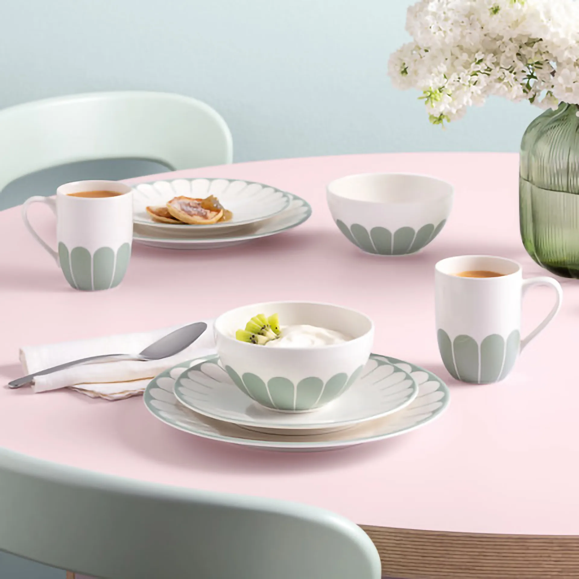 Ciotola per colazione Fleur 43 cl, Bianco-verde Villeroy & Boch