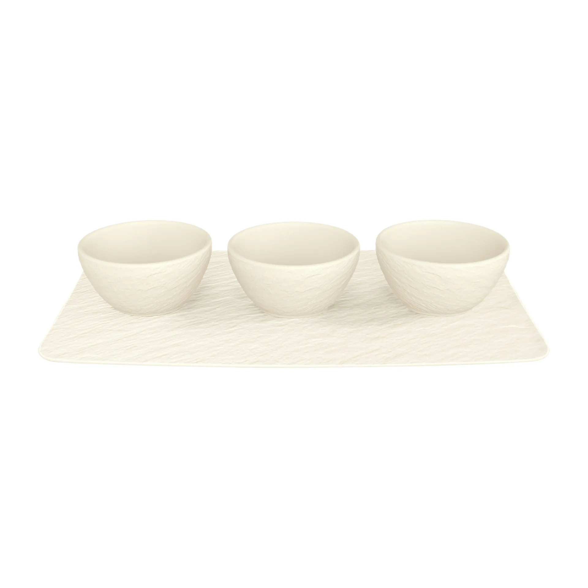 Ciotola per salse Manufacture Rock 3 pz con vassoio, Blanc Villeroy & Boch