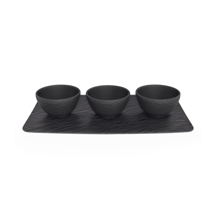 Ciotola per salse Manufacture Rock 3 pz con vassoio - Nero - Villeroy & Boch