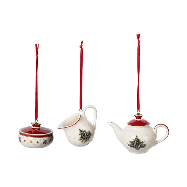 Decorazione per albero di Natale Toy's Delight a forma di servizio da caffè, 3 pezzi - Bianco, rosso - Villeroy & Boch