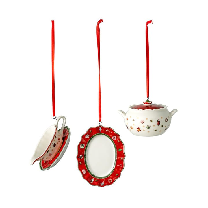 Decorazione per albero di Natale Toy's Delight a forma di stoviglie, 3 pezzi - Bianco, rosso - Villeroy & Boch