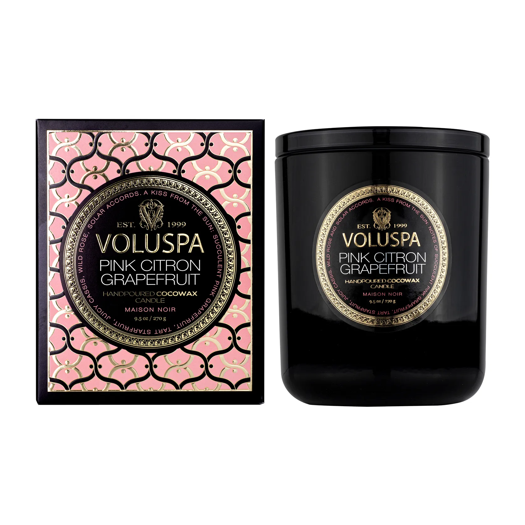 Candela profumata Classic Maison Noir 60 ore, Pink citron grapefruit Voluspa