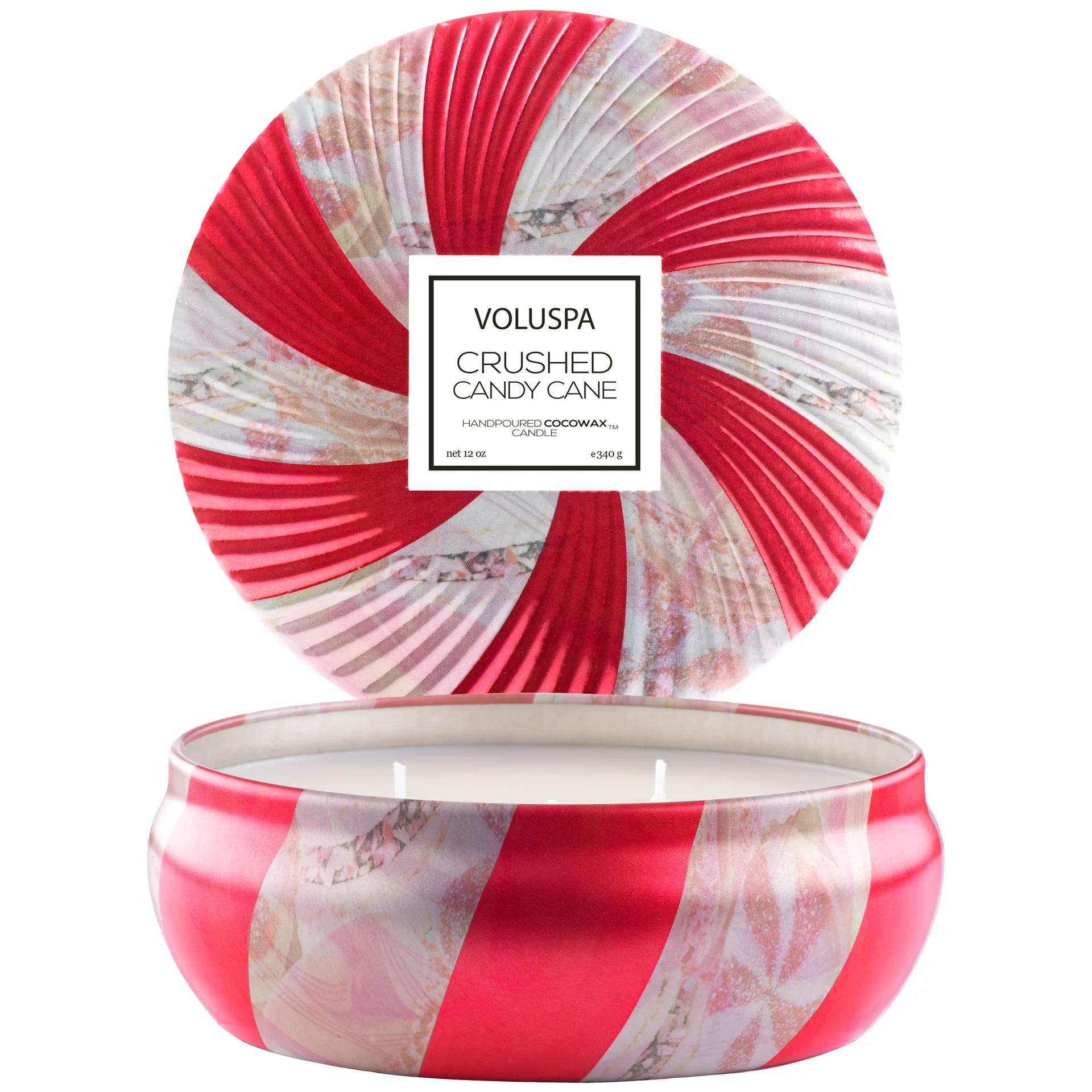 Candela profumata Limited Edition 3-wick in tin, 40 ore di durata, Crushed Candy Cane Voluspa