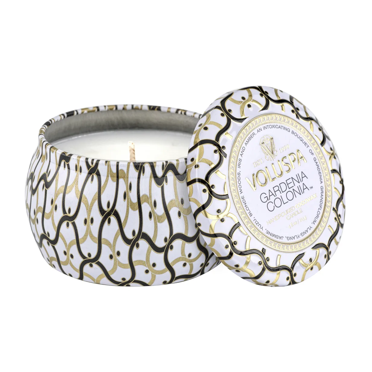 Candela profumata Maison Blanc Mini Tin 25 ore, Gardenia Colonia Voluspa