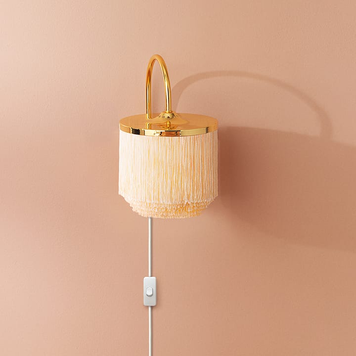 Lampada da pavimento Fringe, rosa pallido, acciaio ottonato Warm Nordic