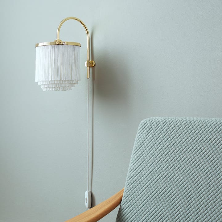 Lampada da pavimento Fringe, rosa pallido, acciaio ottonato Warm Nordic