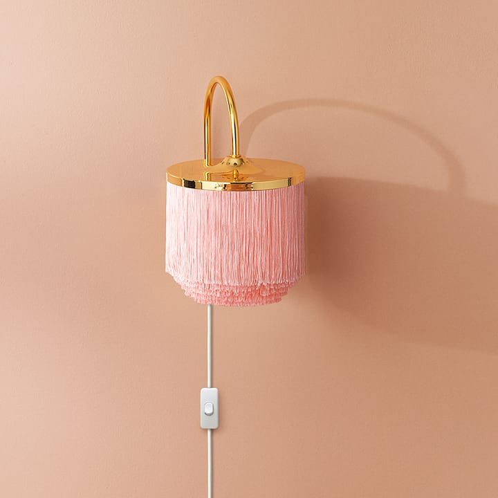 Lampada da pavimento Fringe, rosa pallido, acciaio ottonato Warm Nordic