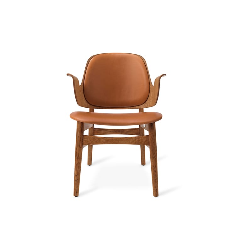 Sedia da salotto Gesture - Cuoio silk 250 cognac, base in rovere oliato teak - Warm Nordic