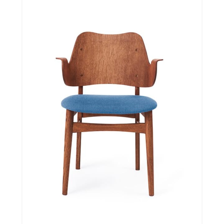 Sedia Gesture, seduta imbottita - blu oltremare, struttura in rovere oliato teak - Warm Nordic