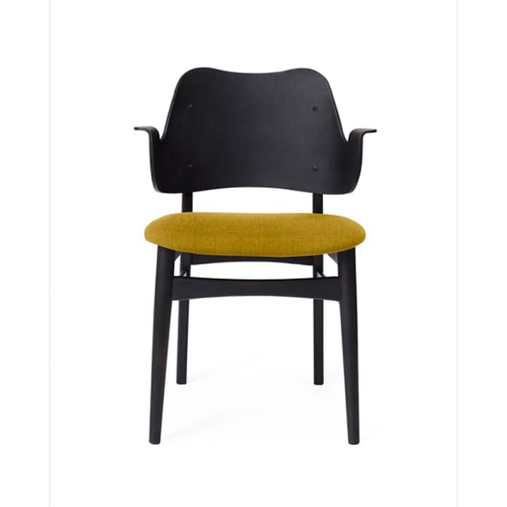 Sedia Gesture, seduta imbottita - giallo, struttura in faggio laccato nero - Warm Nordic