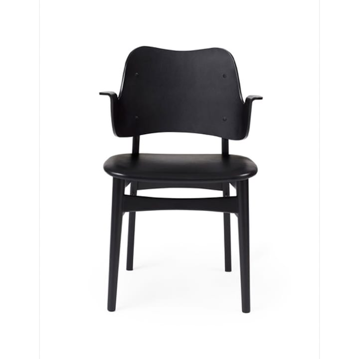 Sedia Gesture, seduta imbottita - pelle prescott 207 black, struttura in faggio laccato nero, seduta imbottita - Warm Nordic