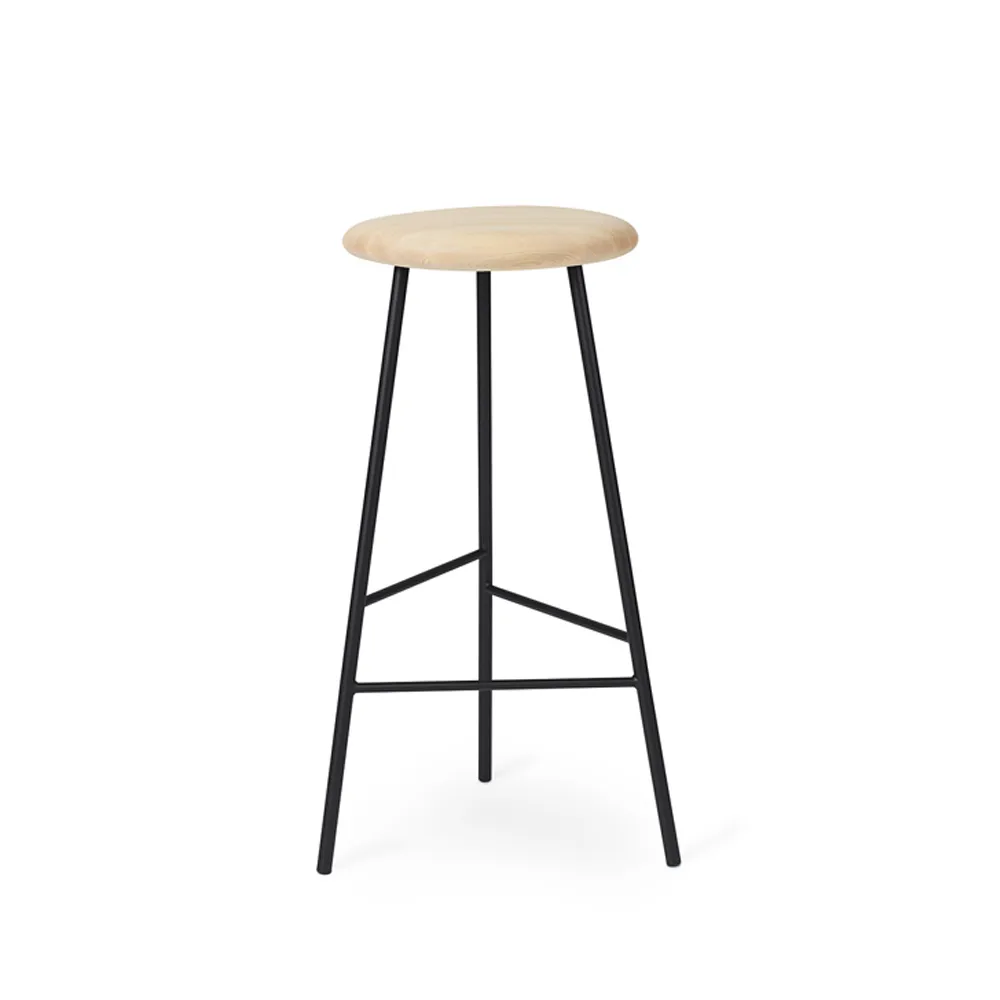 Sgabello da bar Pebble, frassino oliato, alt. 75 cm, struttura nera Warm Nordic