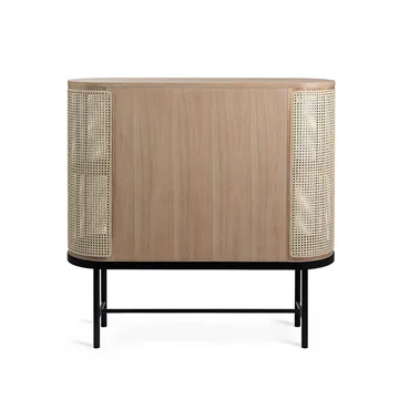 Tavolino Be My Guest - legno di rattan, rovere oliato chiaro, base in acciaio nero - Warm Nordic