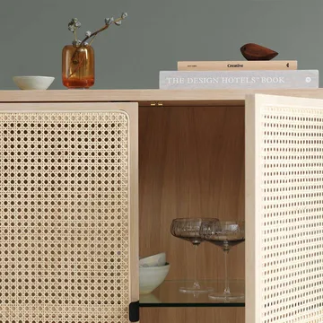 Tavolino Be My Guest - legno di rattan, rovere oliato chiaro, base in acciaio nero - Warm Nordic