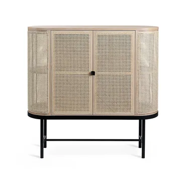 Tavolino Be My Guest - legno di rattan, rovere oliato chiaro, base in acciaio nero - Warm Nordic