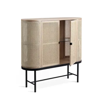 Tavolino Be My Guest - legno di rattan, rovere oliato chiaro, base in acciaio nero - Warm Nordic