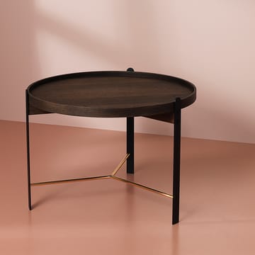 Tavolino da caffè Compose con base in ottone Ø 70 cm - Rovere affumicato - Warm Nordic