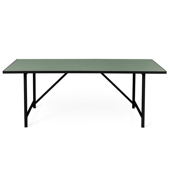 Tavolo da pranzo Herringbone Tile con base nera, Forest green Warm Nordic