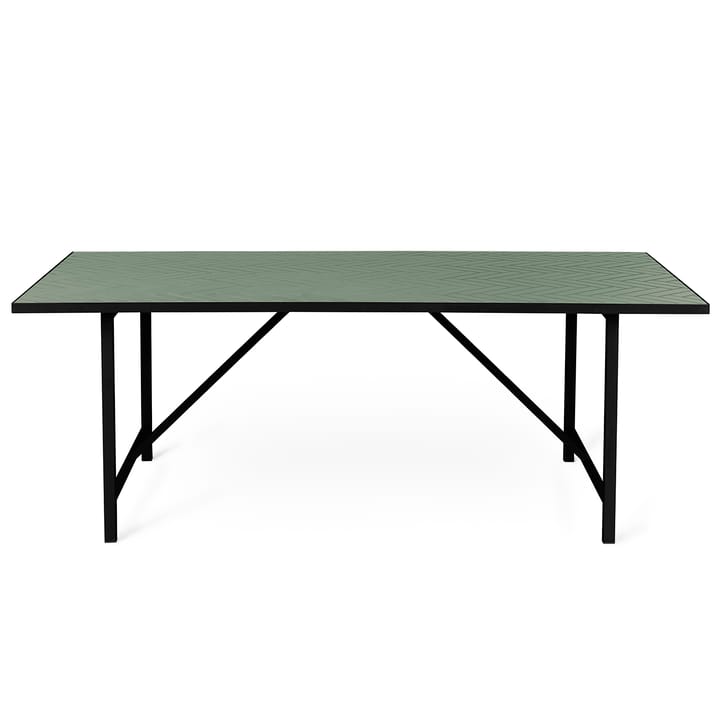 Tavolo da pranzo Herringbone Tile con base nera - Forest green - Warm Nordic