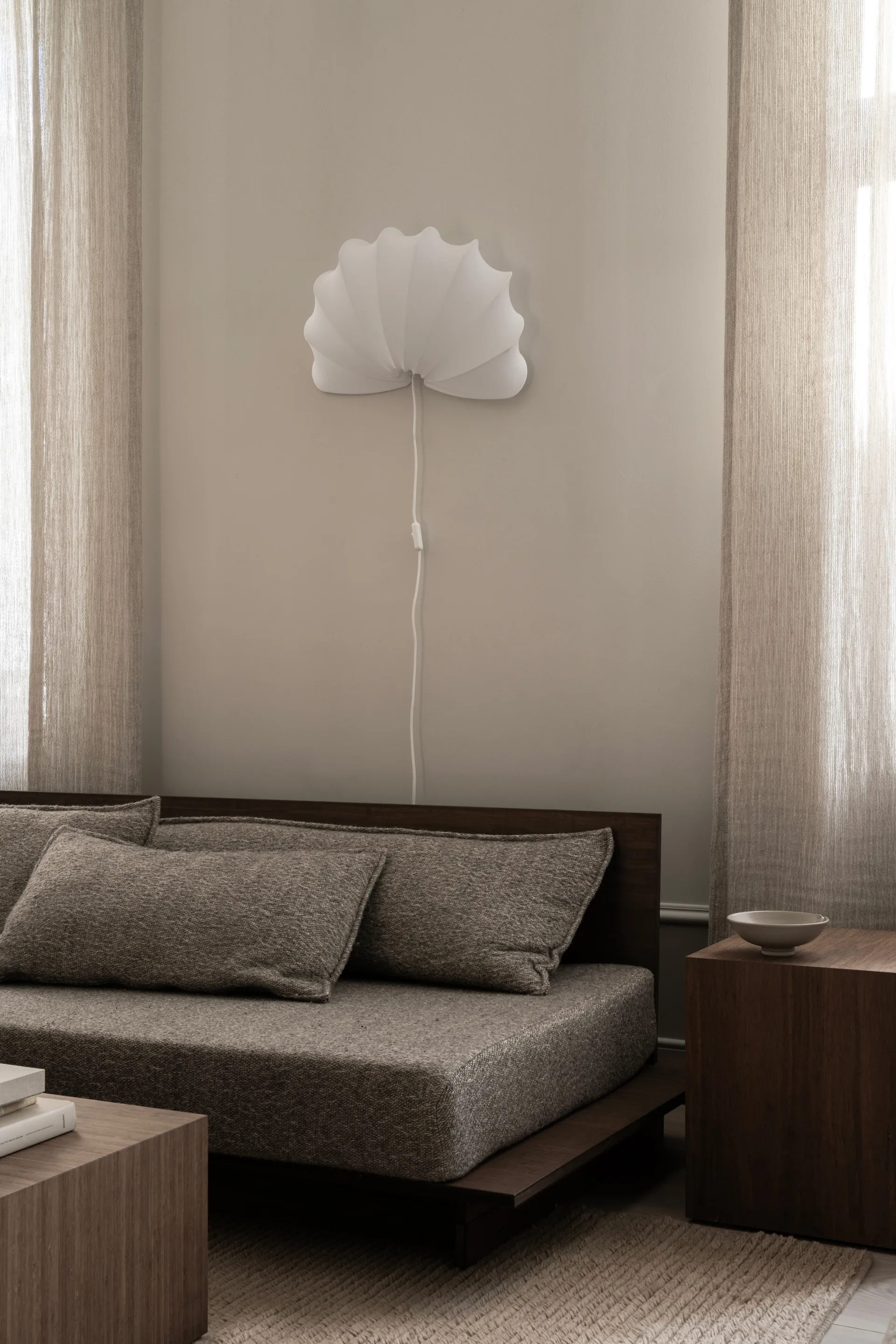 Lampada da parete Anna L 54 cm, Cotone bianco Watt & Veke