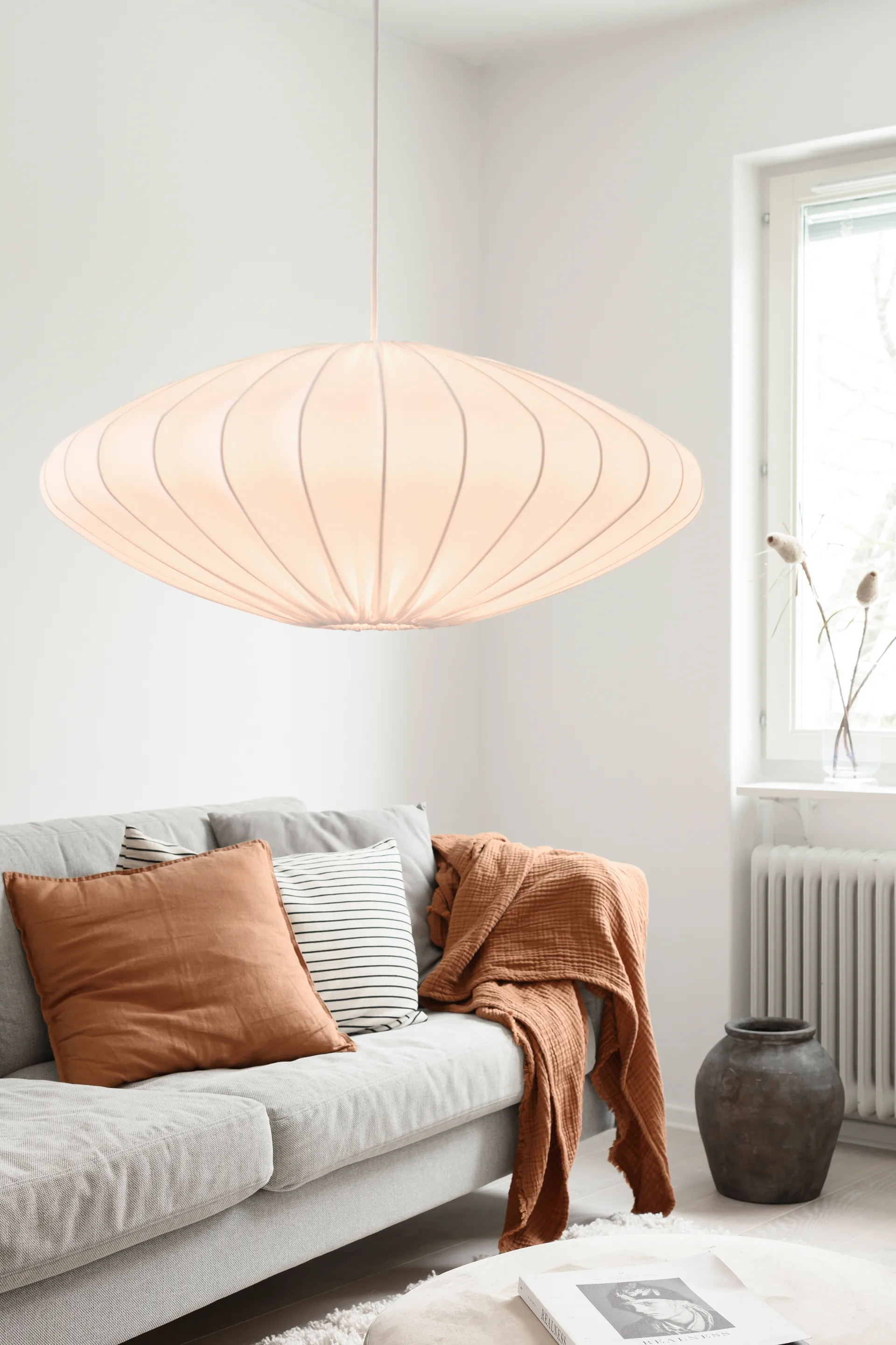 Paralume Ellipse 65 cm cotone, Bianco Watt & Veke