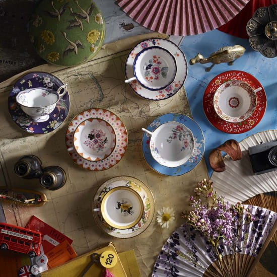 Tazza da tè piccola con piattino Wonderlust, midnight garden Wedgwood