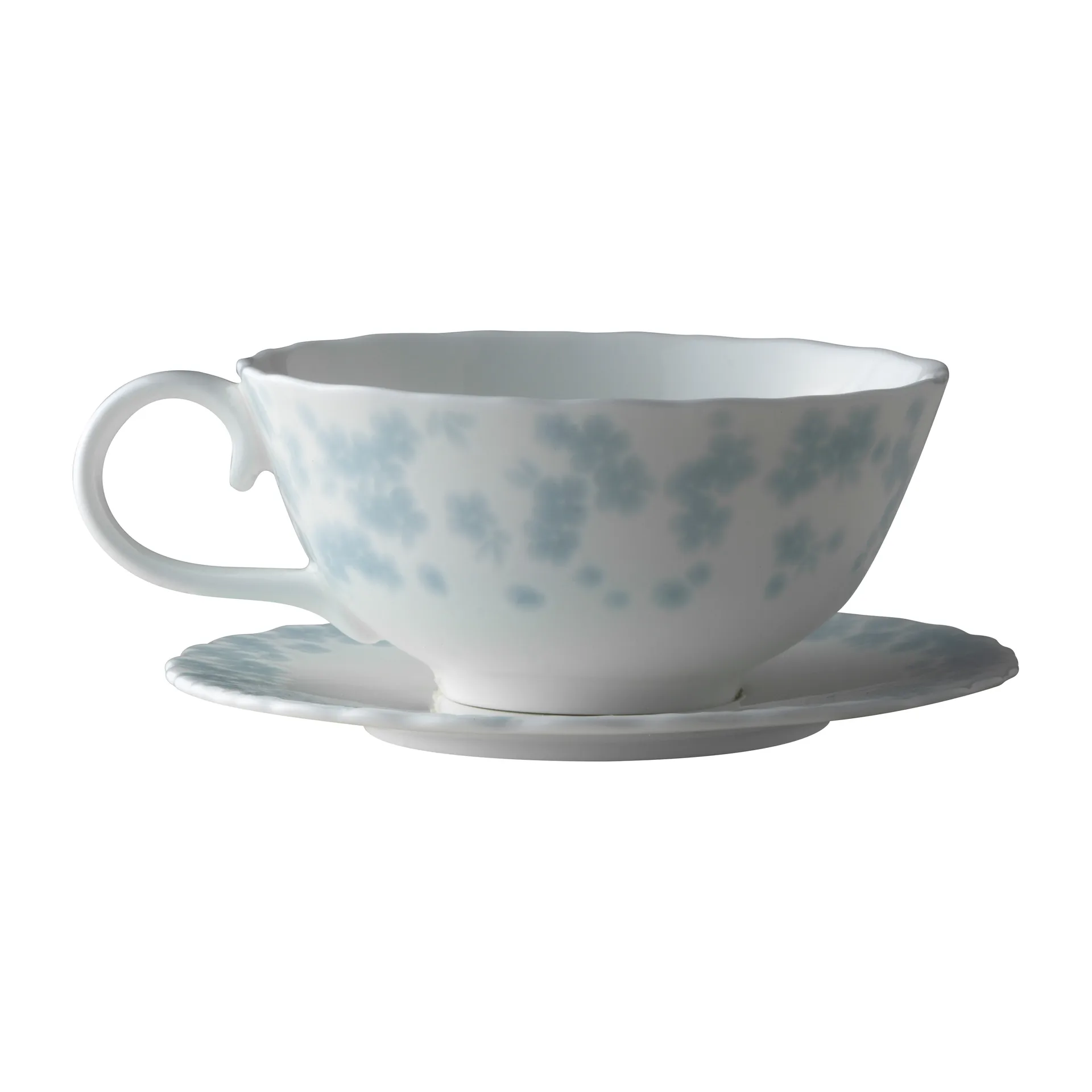 Tazza da tè con piattino Slåpeblom, 30 cl, Blu Wik & Walsøe