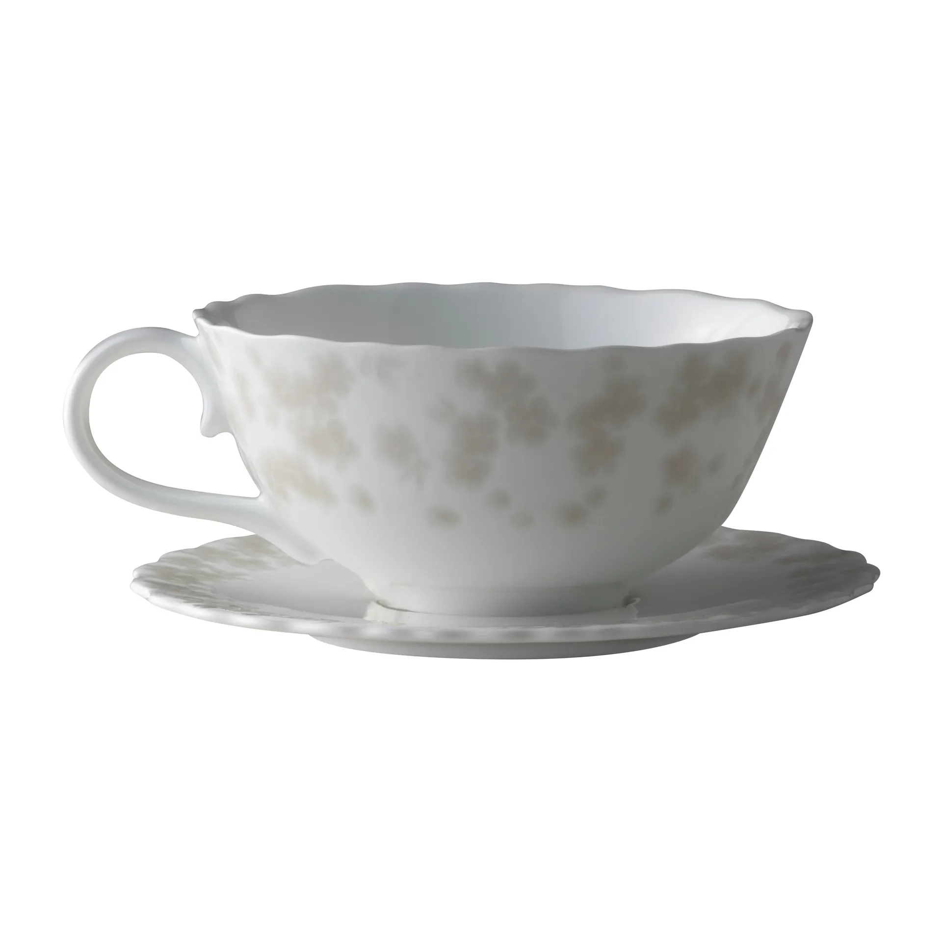 Tazza da tè con piattino Slåpeblom, 30 cl, grigio Wik & Walsøe