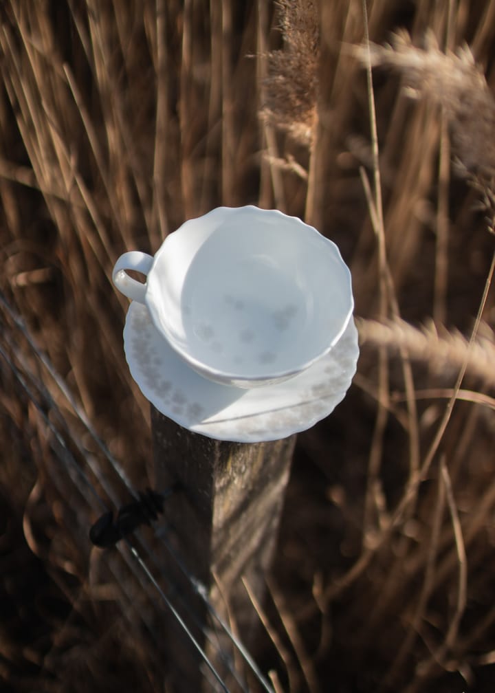 Tazza da tè con piattino Slåpeblom, 30 cl - grigio - Wik & Walsøe