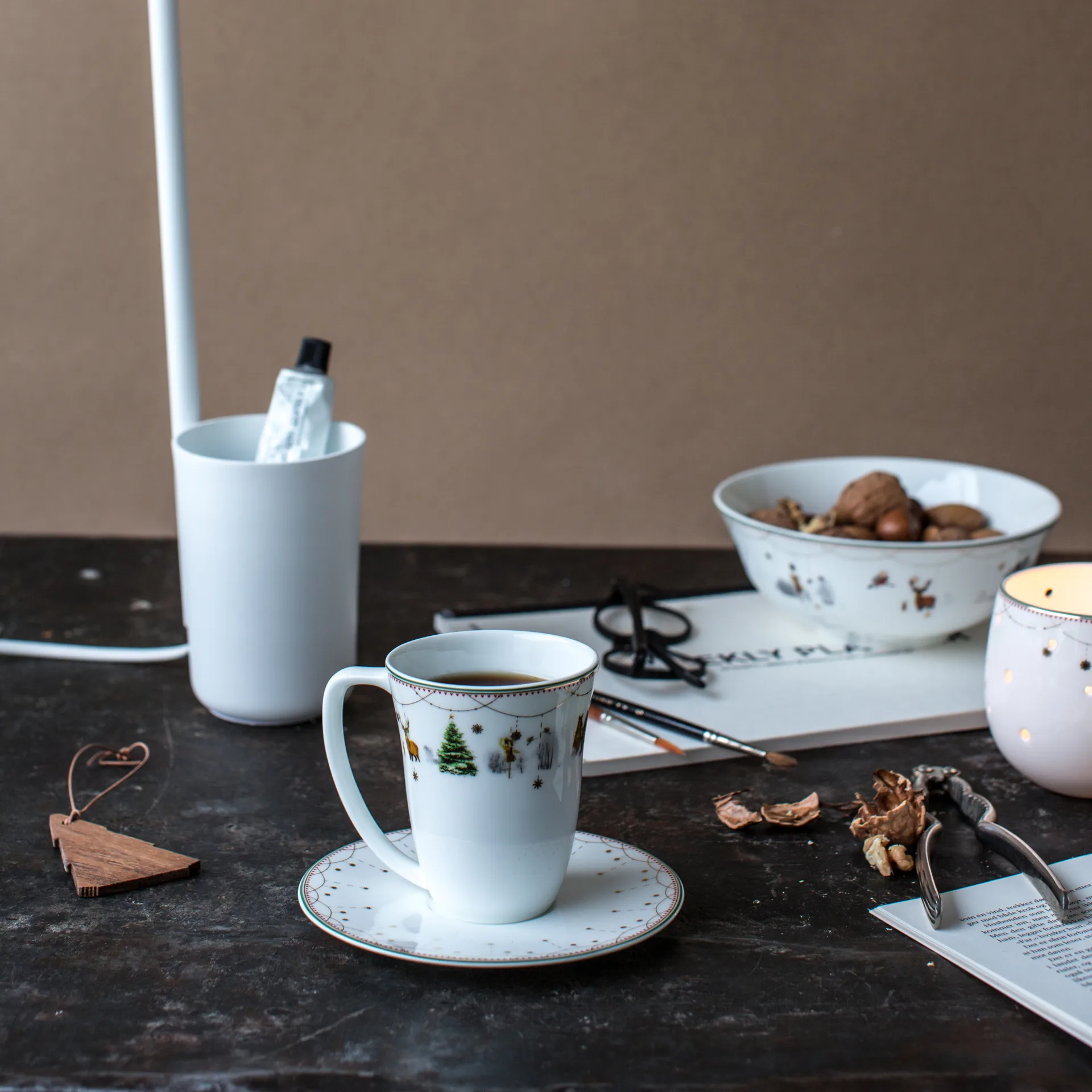 Tazzina e piattino 20 cl Julemorgen , bianco Wik & Walsøe