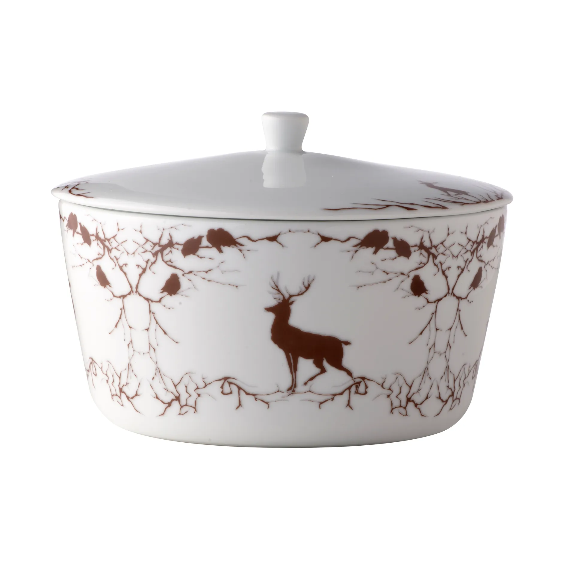 Terrina da portata Alveskog con coperchio, Bianco-marrone Wik & Walsøe