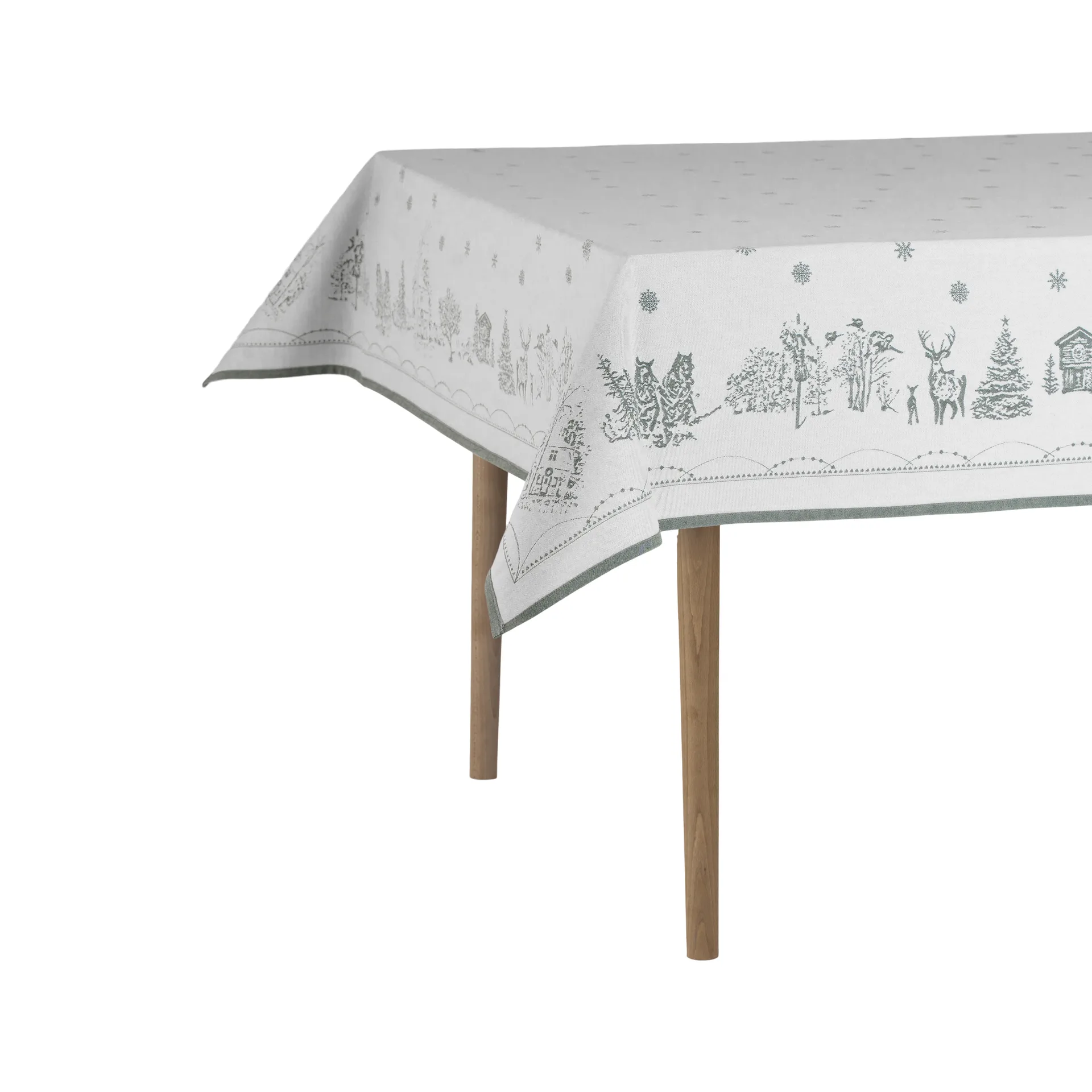 Tovaglia Julemorgen, Bianco-verde, 140x240 cm Wik & Walsøe