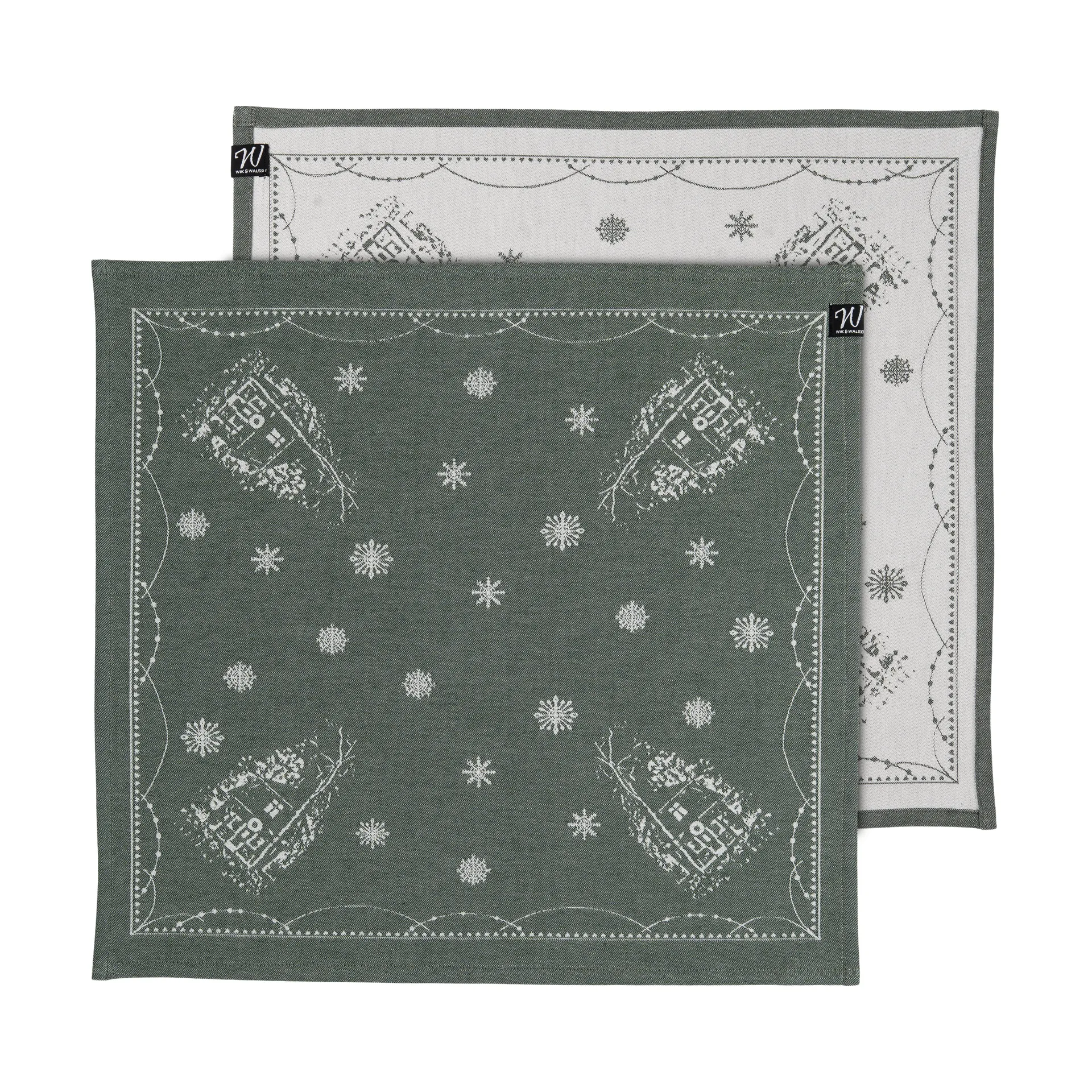 Tovagliolo di stoffa 45x45 cm Julemorgen confezione da 2, Bianco-verde Wik & Walsøe