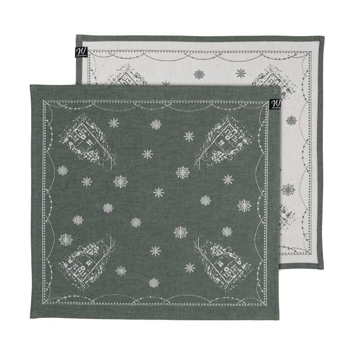Tovagliolo di stoffa 45x45 cm Julemorgen confezione da 2 - Bianco-verde - Wik & Walsøe