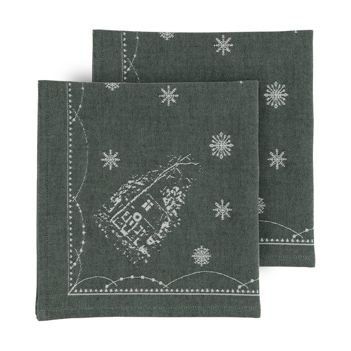 Tovagliolo di stoffa 45x45 cm Julemorgen confezione da 2, Bianco-verde Wik & Walsøe
