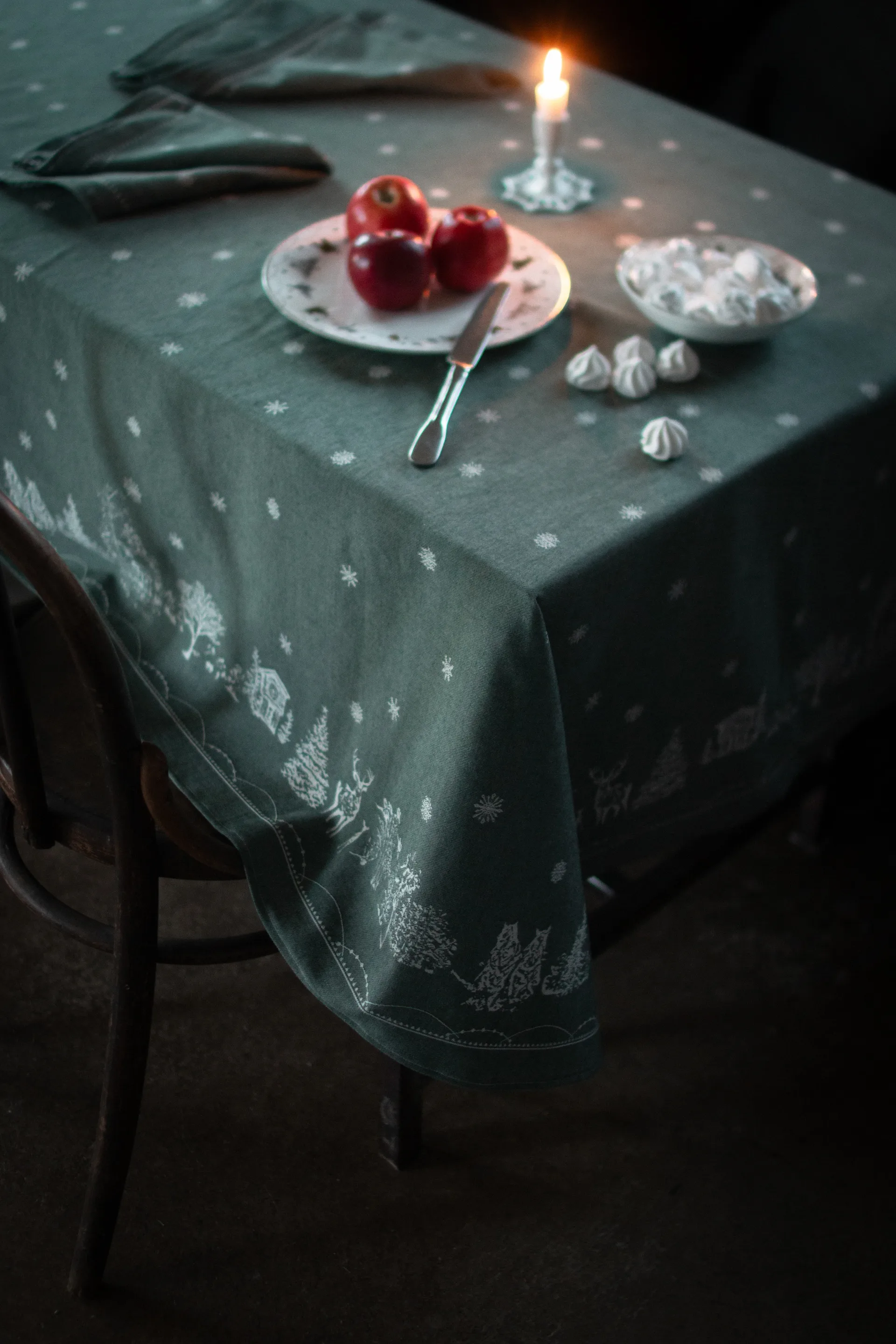 Tovagliolo di stoffa 45x45 cm Julemorgen confezione da 2, Bianco-verde Wik & Walsøe