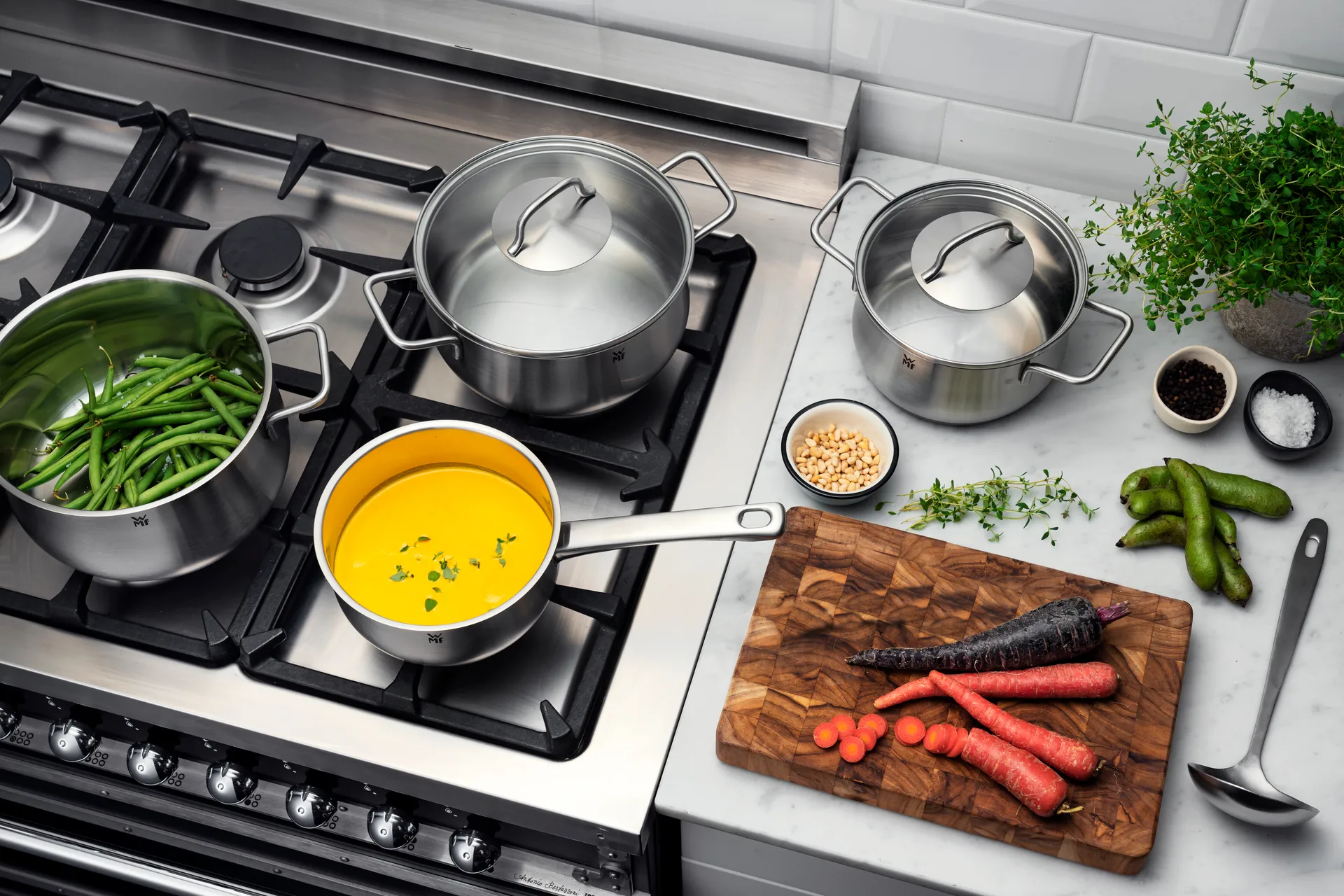 Servizio da 5 pentole Mattea, Acciaio inossidabile WMF