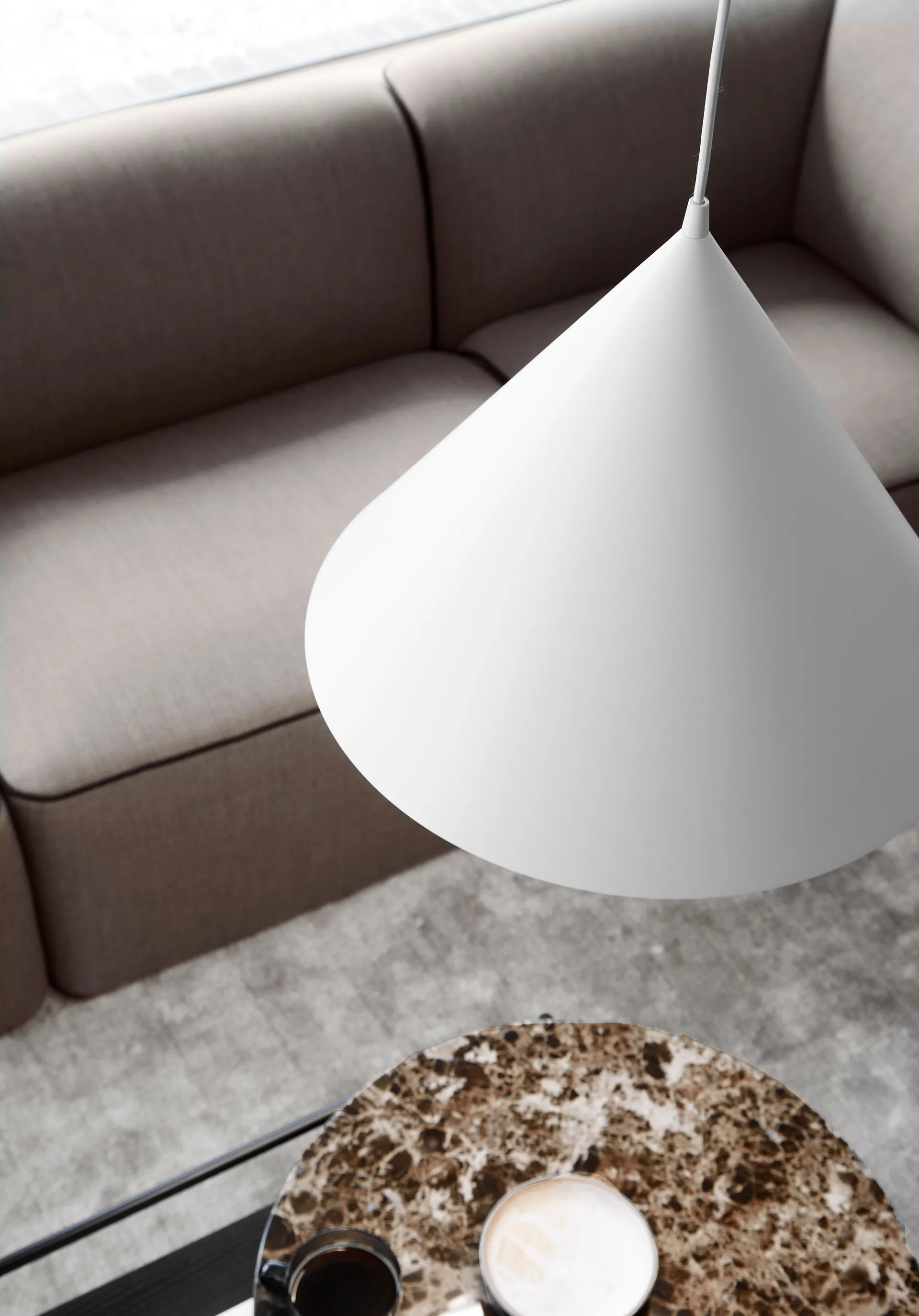Lampadario Annular large, White Woud
