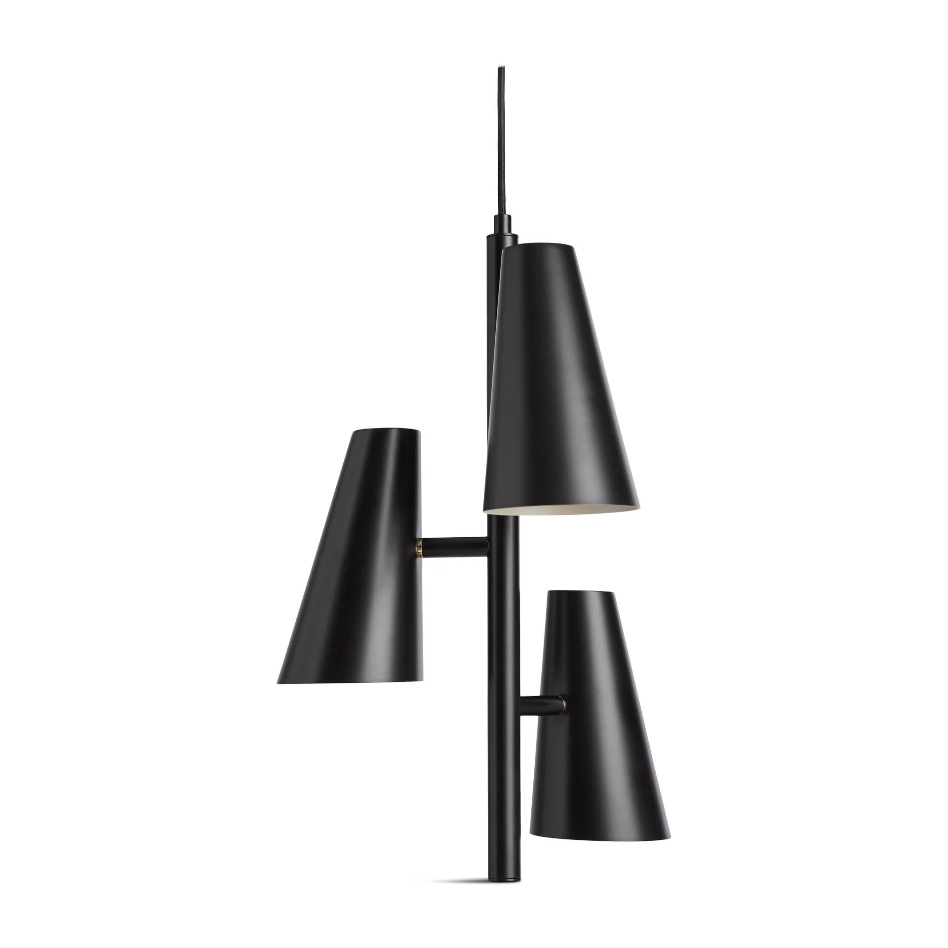 Lampadario Cono 3 paralumi, Nero Woud