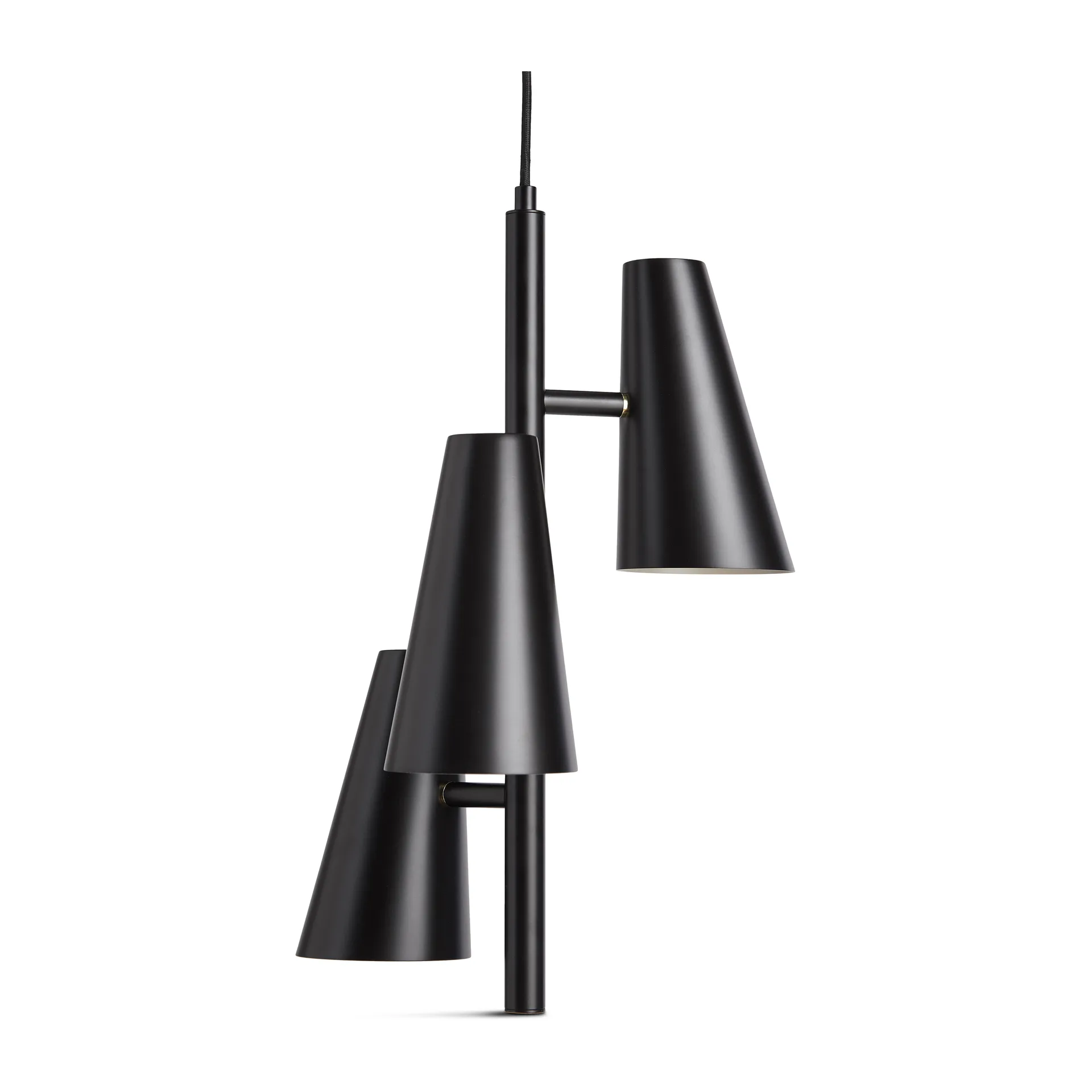 Lampadario Cono 3 paralumi, Nero Woud