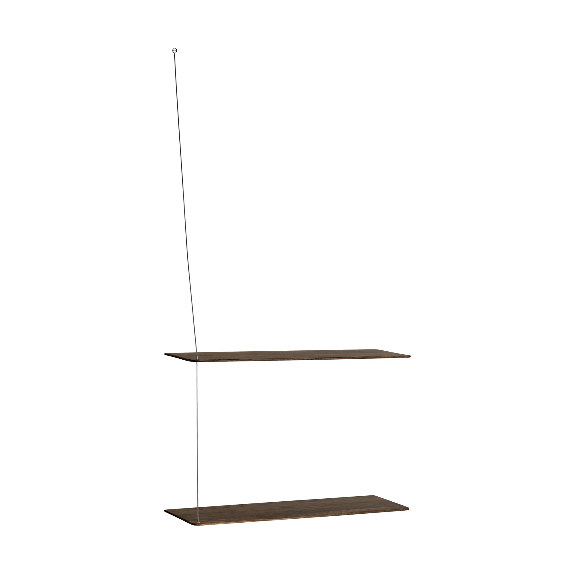 Scaffale Stedge, Rovere affumicato-acciaio spazzolato, 60 cm, 2 ripiani Woud